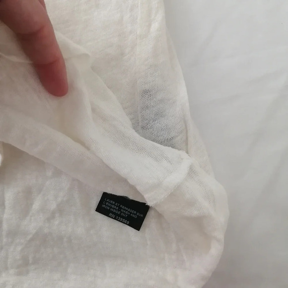 The Kooples Sport Linen Short Sleeve T-Shirt Lace Up Sleeve Off White 2 Medium - Picture 11 of 15